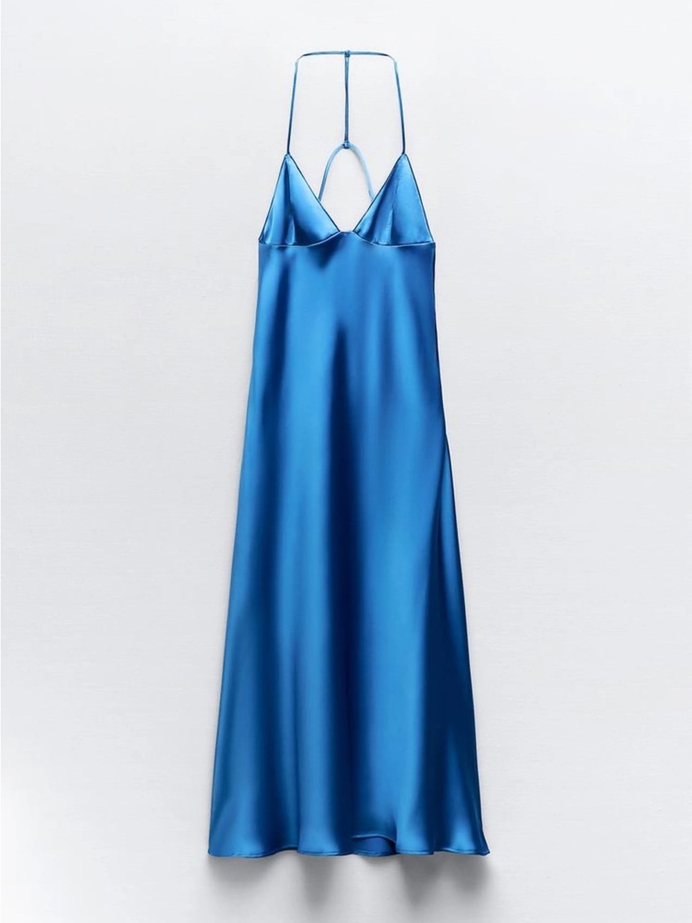 Zara Backless Satin Effect Slip Dress in Electric Blue